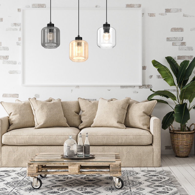 Sombra 3 - Light Matte Black Pendant, Clear/Amber/Grey
