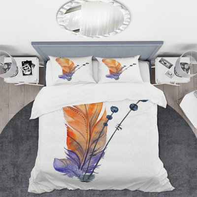 Ensemble de housse de couette bohème et éclectique de couleur orange animal