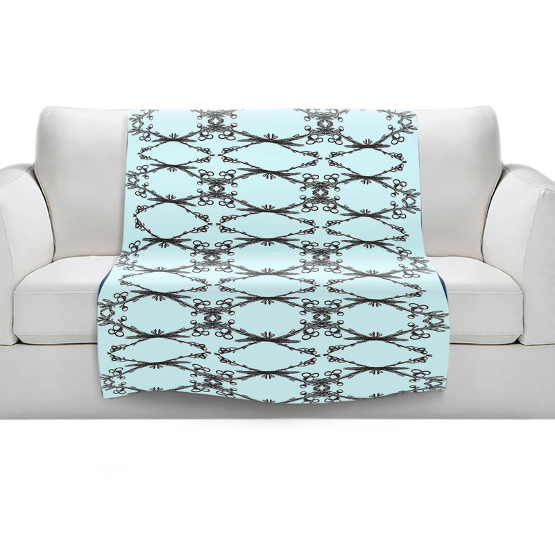 Couverture sherpa doux turquoise brindilles, l 51 po x L 60 po