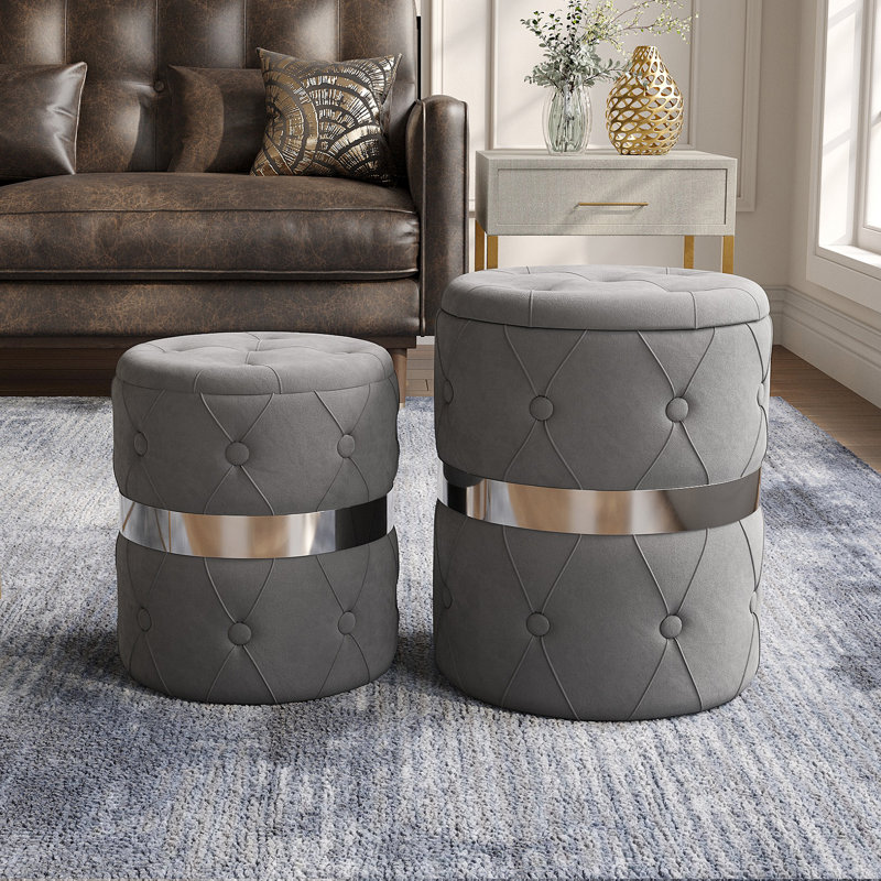 Barden Upholstered Ottoman, Gray