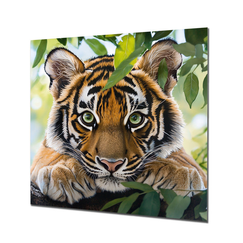 Portrait de tigres - décor de tigre, impression sur métal moderne, H 16 po x l 16 po