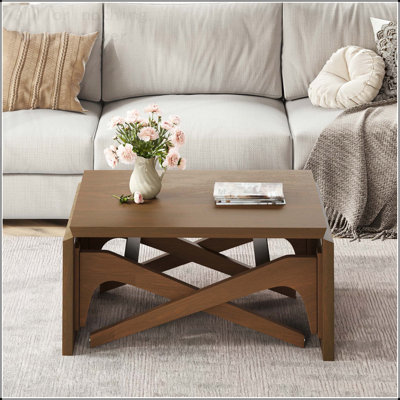 2-in-1 Transformer Coffee Table with Expandable Top and Adjustable Height