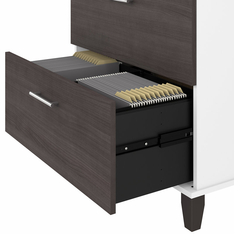 Magomed 3 Piece Computer Desk Office Set, Storm Grey White