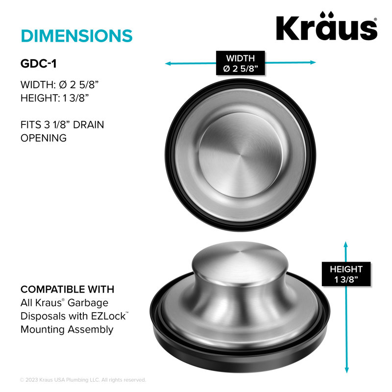 Kraus Wasteguard Kitchen Sink Stopper For Garbage Disposals With Ezlock Mounting Assembly