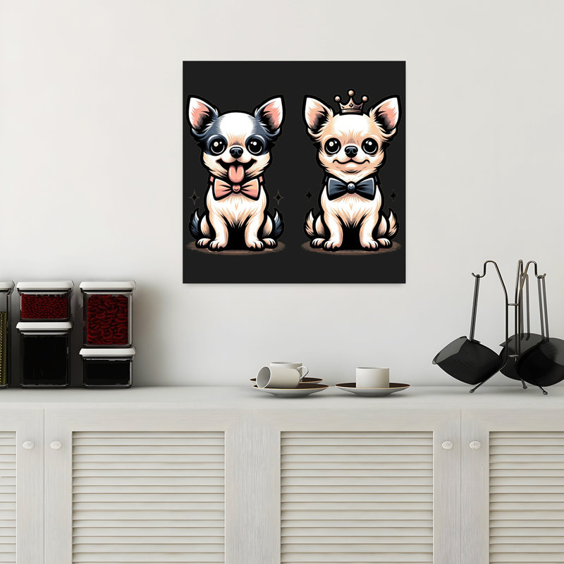 Art contemporain chien rétro, H 18 po x l 18 po
