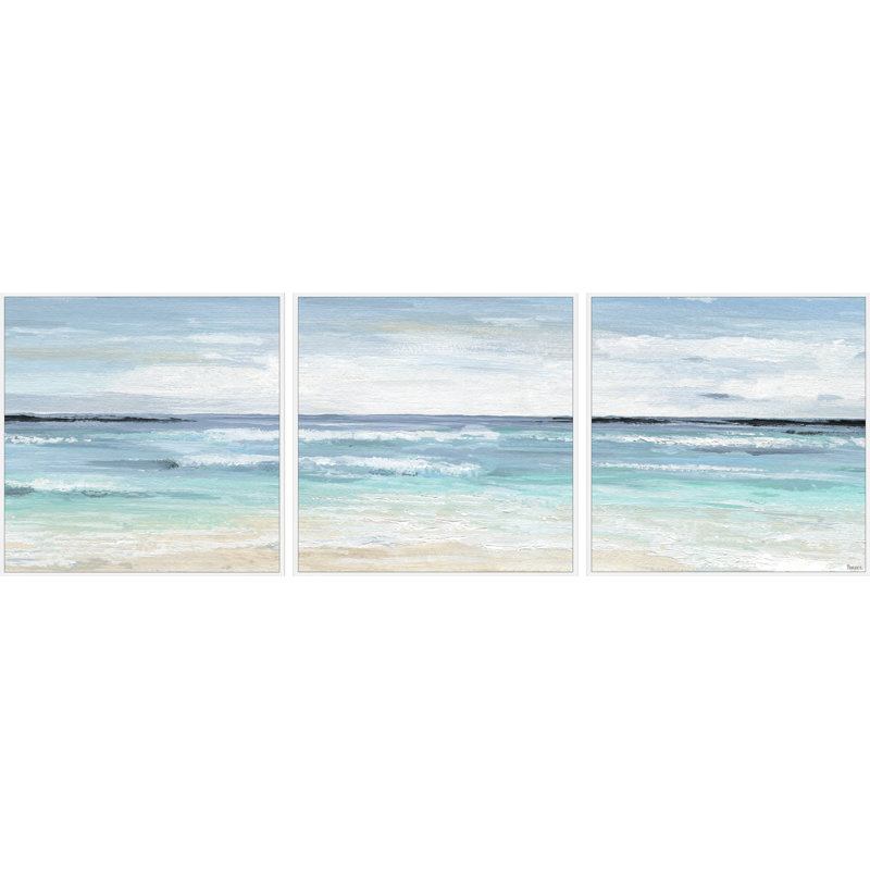 Mcclendon Beach On II - 3 Piece Floater Frame Painting on Canvas, 81cm H x 81cm W x 3.81cm D