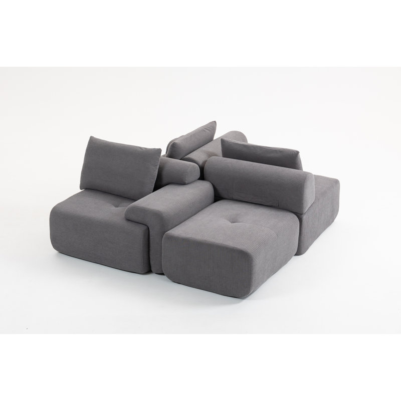 Canapés compacts en mousse à mémoire de forme, structure en acier, velours côtelé modulaire pour la maison