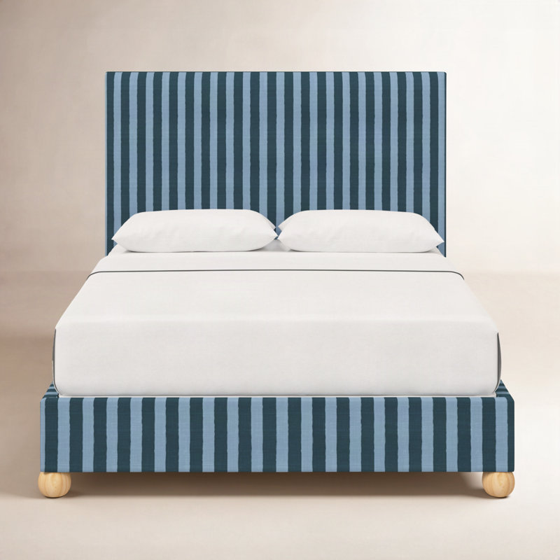 Benita Upholstered Standard Bed, Full, Brush Canopy Tonal Blue