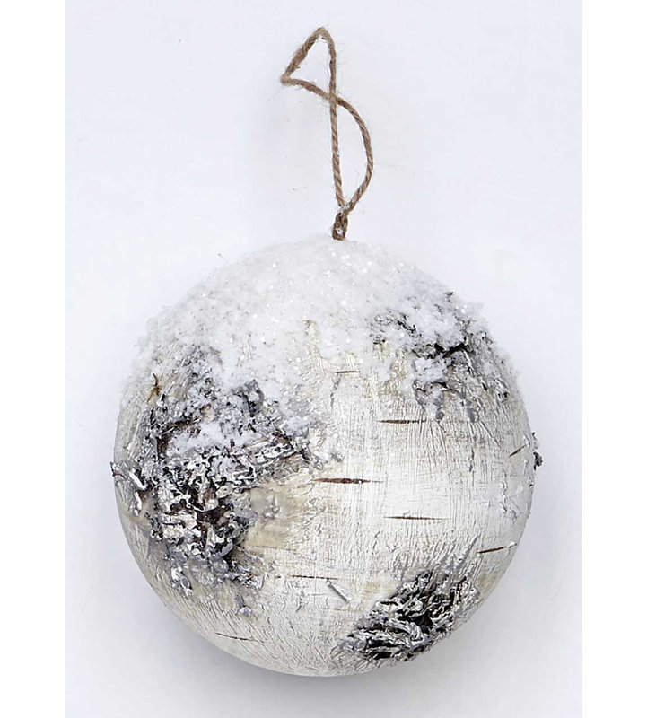 Ornement boule de bouleau enneigé 5 po Christmas