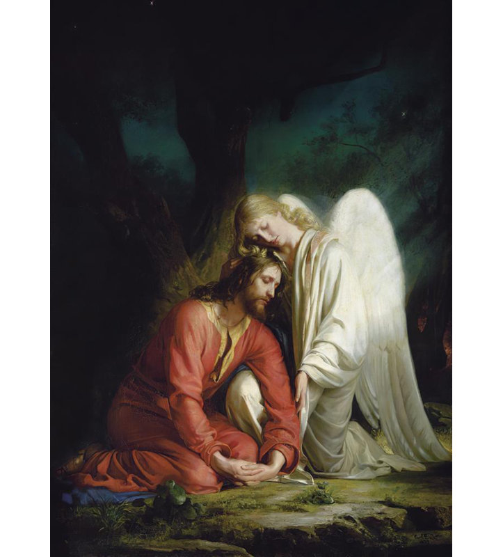 «Christ at Gethsemane» par Carl Bloch - Art mural sur toile tendue avec châssis, H 40 po x l 28 po