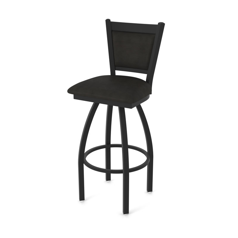 Tabouret pivotant Hadleigh, Noir froissé, Vinyle - espresso Canter, Tabouret de bar (siège d’une hauteur de 30 po)