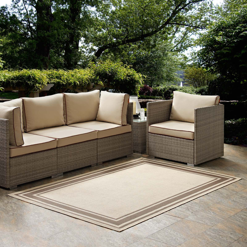 Modway Rim Solid Border Borderline Indoor and Outdoor Area Rug, Rectangle 8' x 10'
