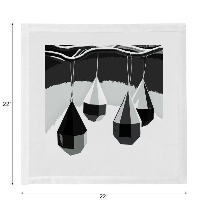 Ornaments Cotton Sateen Dinner Napkins, Black/White
