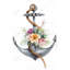 Bateau ancre avec fleurs - Toile encadrée Home Decor Art