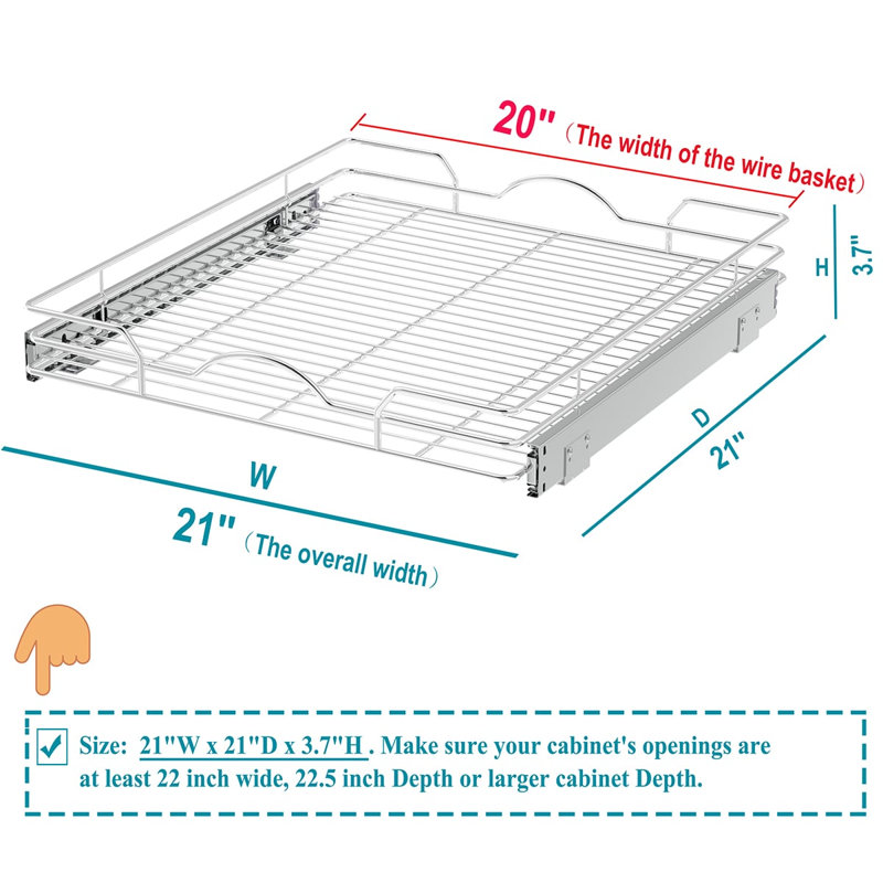 Panier à tiroirs pour armoires Miella, H 3,7 po x l 21 po x P 21 po