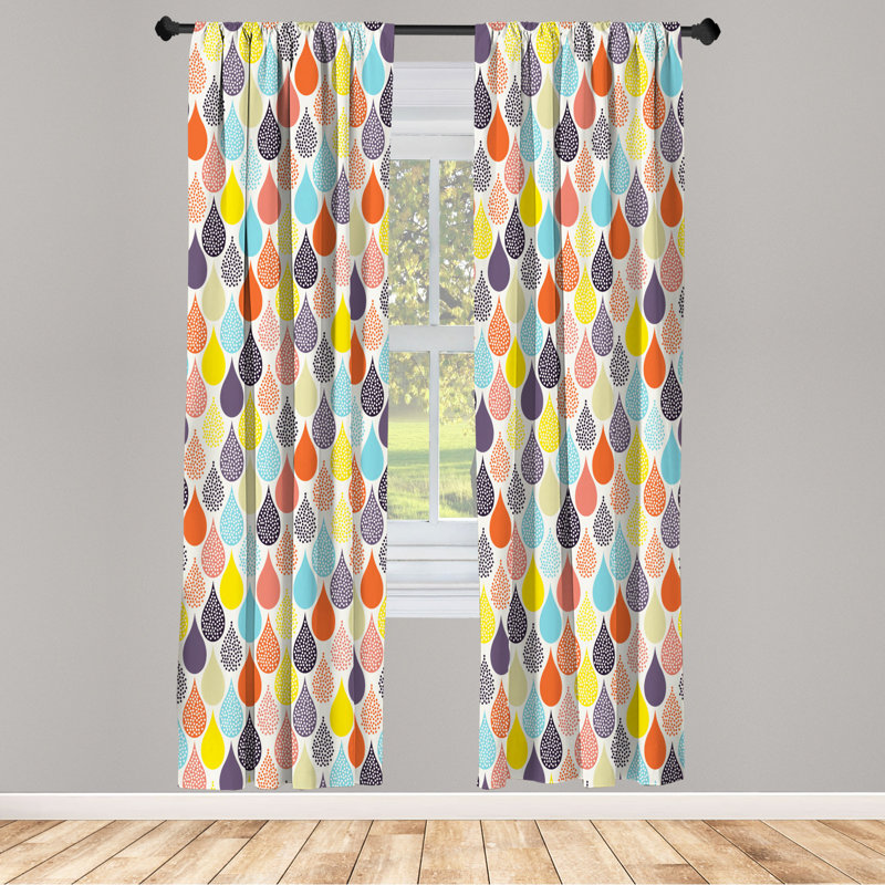 Microfiber Floral Semi-Sheer Rod Pocket Curtain Panels, 28" W x 84" L, Blue/Yellow/Orange/Gray/Pink