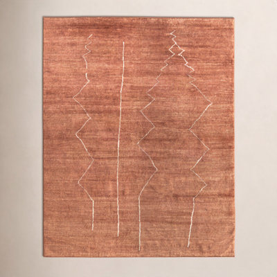 Orange Modern Hand-Knotted Abstract Rug