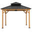 Sunjoy Outdoor Cedar Wooden Gazebo - 3.3M x 3.3M, Anthracite with 2-Tier Steel Roof - Outdoor Garden Pavilion for All Seasons