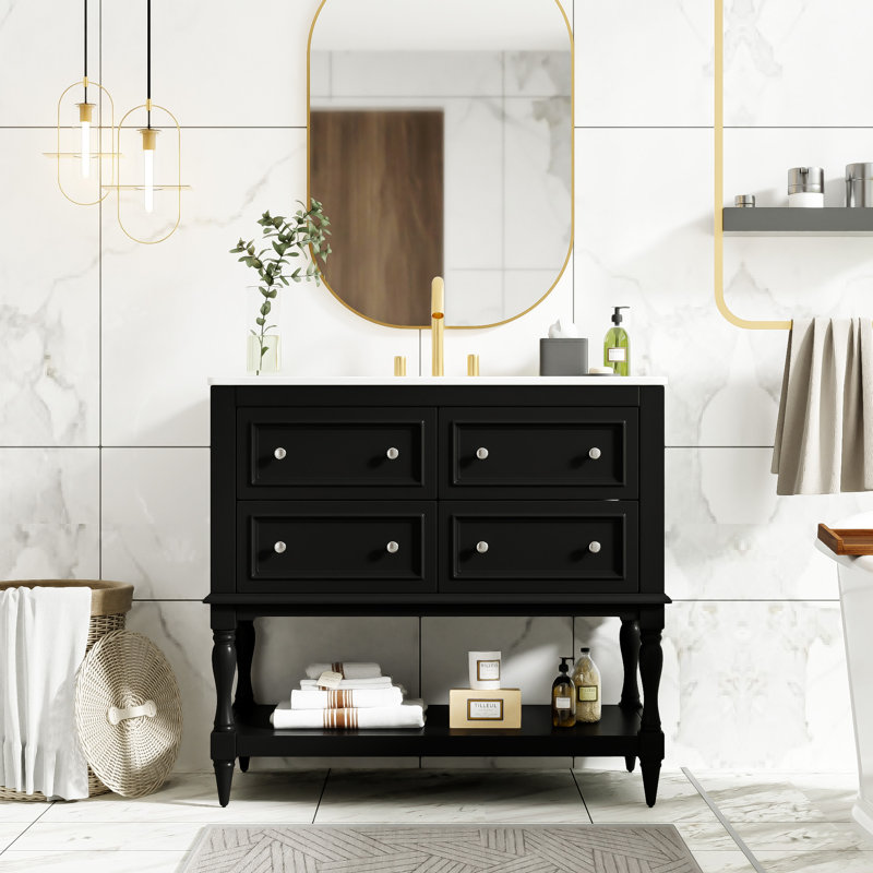 36" Bathroom Vanity Cabinet With Sink Combo Set, Noir, noir, noir, noir