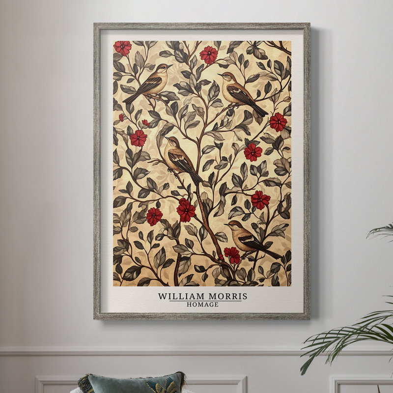 Imprimé encadré en bois massif de la série C de William Morris, H 15 po x l 12 po