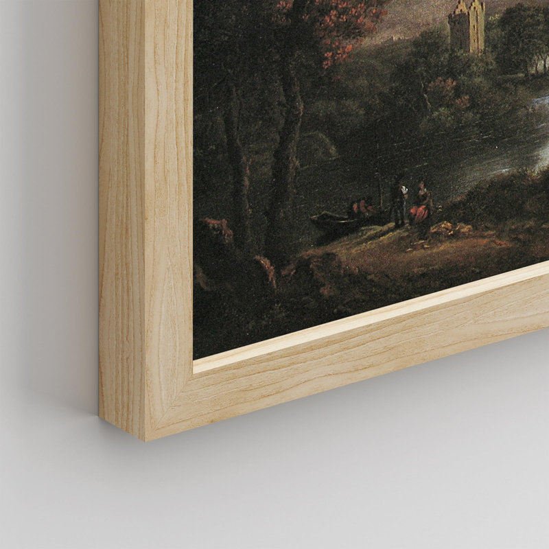 «Mountain Range Countryside Forest Lake» sur papier, H 12 po x l 16 po, Naturel