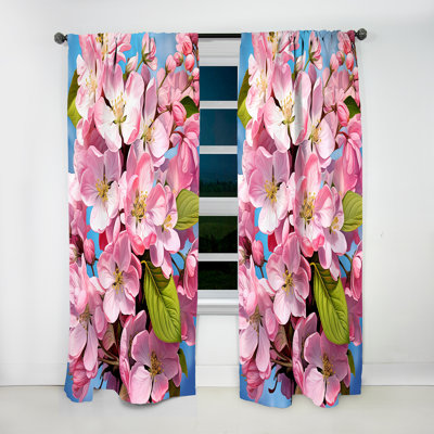 Apple Blossom Fusion I - Apple Blossom Curtain - Velvet Room Darkening - 1 Panel