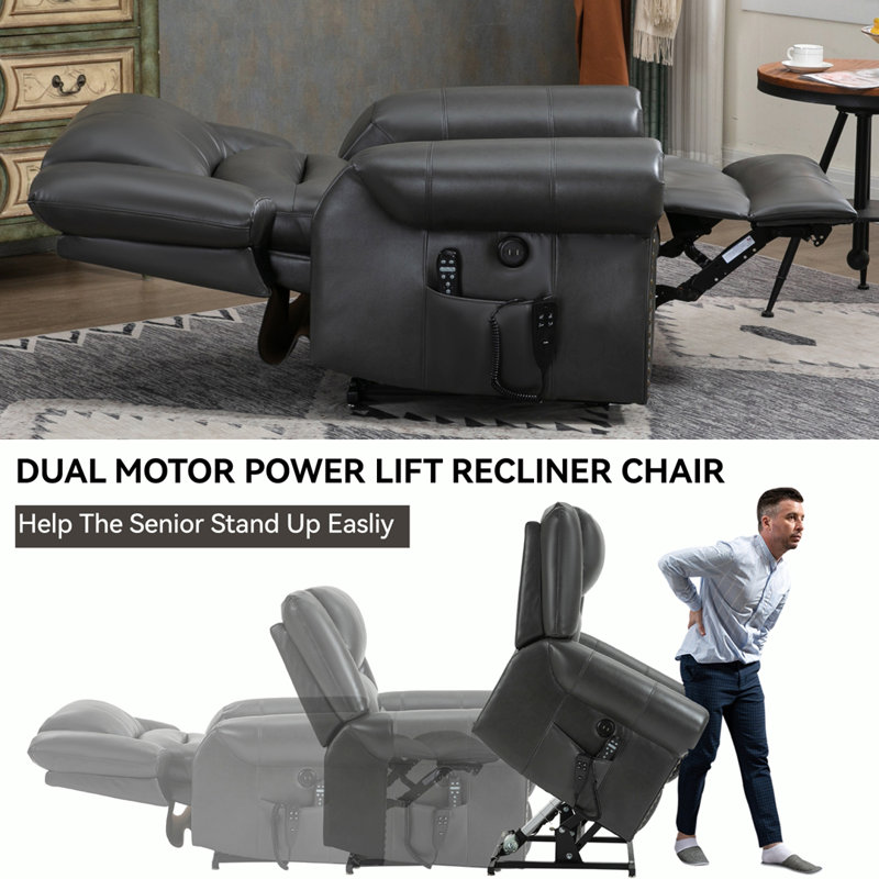 Fauteuil inclinable électrique Eysan, Similicuir gris