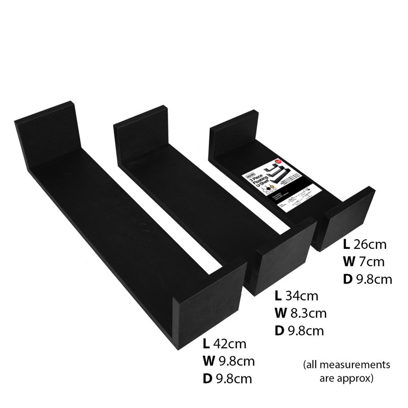Dreshawn 3 Piece Floating Shelf, Black