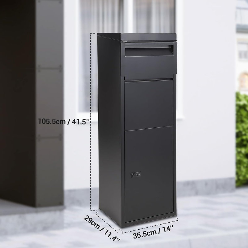 Large Mailbox For Outside, Combination Lock, Waterproof, Removable Anti-Theft Baffle, 3.84 Cu Ft Parcel Drop Box For Porch, Floor-Standing