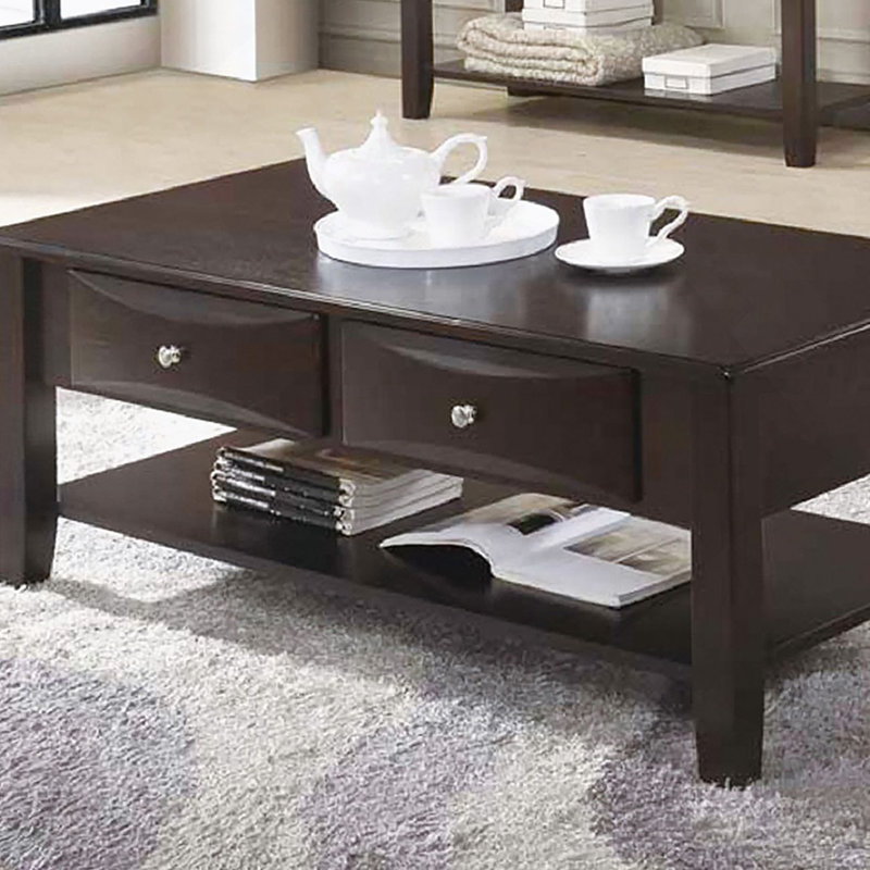 Table basse à deux tiroirs en brun