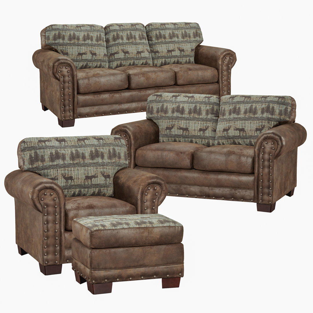 Deer Teal 4 - Piece Living Room Set American Furniture Classics