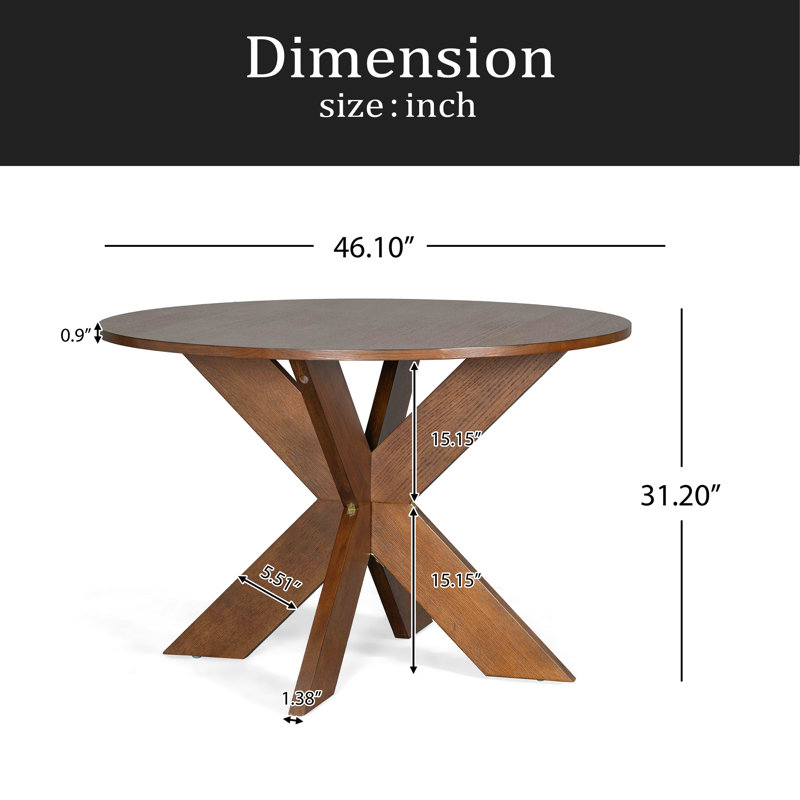 Round Dining Table Modern Farmhouse Kitchen Table, Cherry
