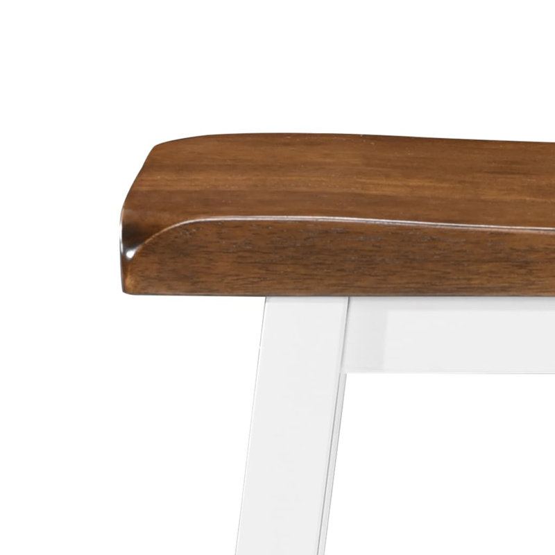 Tabouret vidaXL brun et blanc en bois massif standard durable