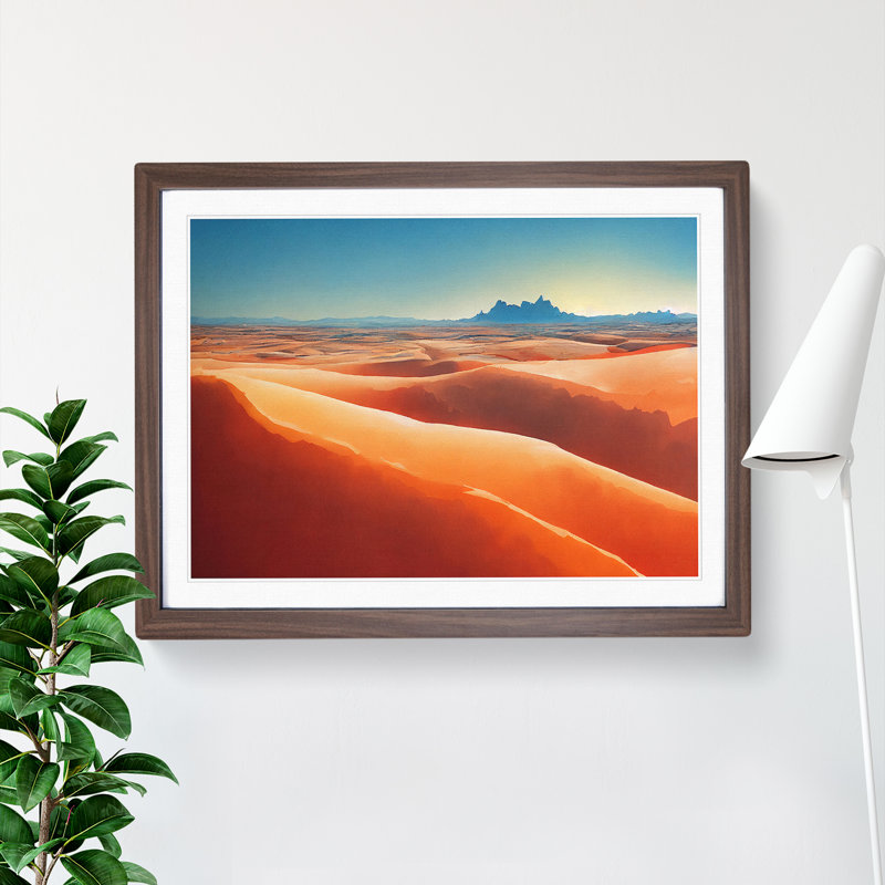 Watercolour Desert Vol.5 1 Piece Single Picture Frame Wall Art, 25cm H x 34cm W x 2cm D, Walnut