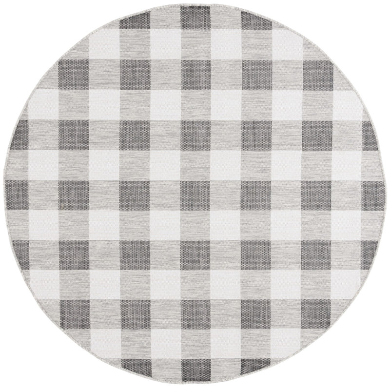 Teola Performance Plaid Indoor/Outdoor Area Rug, Round 6'7"
