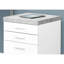 Classeur de bureau avec roulette et capacité de rangement, stratifié de ciment blanc gris sur la base, surface
