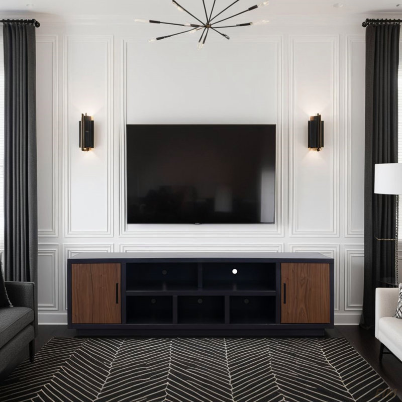 Meuble télé en bois massif avec foyer électrique pour téléviseur de 88 po ou moins Gafton, installation minimale, Non