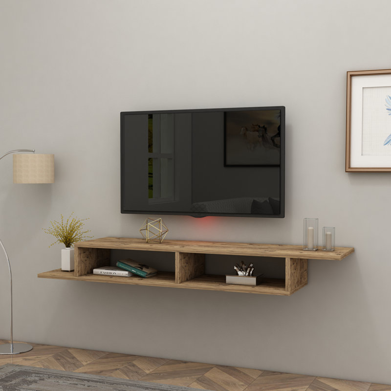Floating TV Stand With Shelves Linet, Atlantic Pine