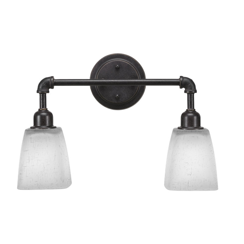 Todmorden Vintage 2-Light Vanity Light, Dark Granite, White Muslin