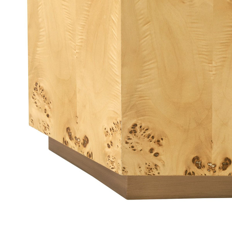 Solid Wood End Table, Burl, Gold