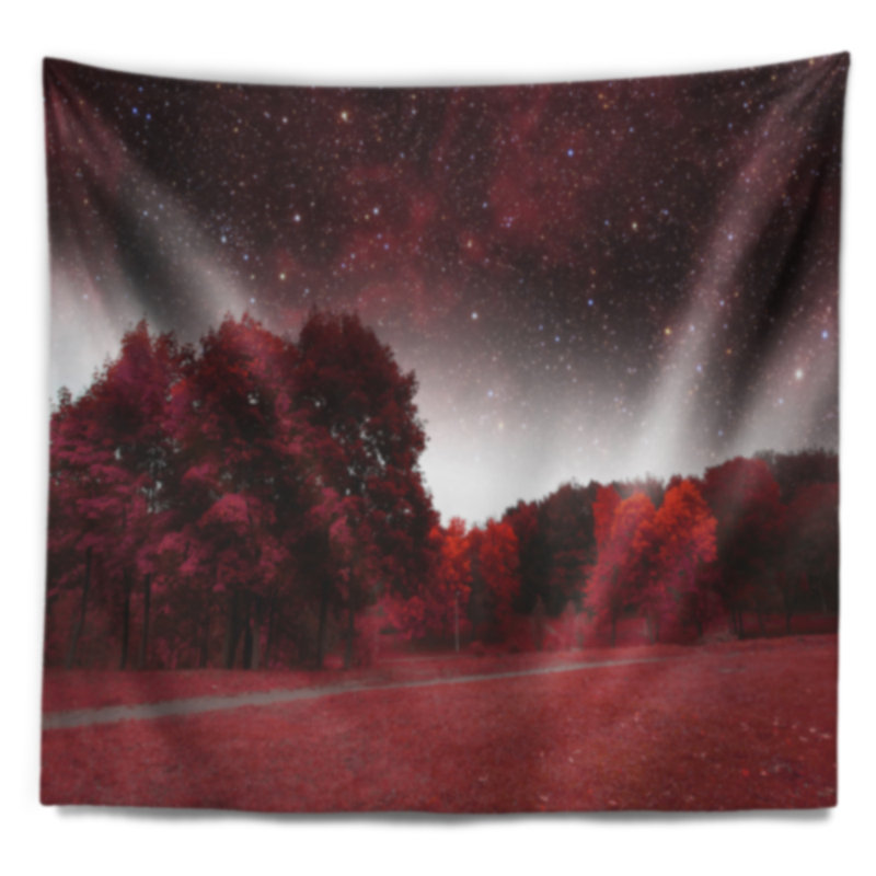 Tapisserie paysage paysage printemps rouge mystique, H 68 po x l 80 po