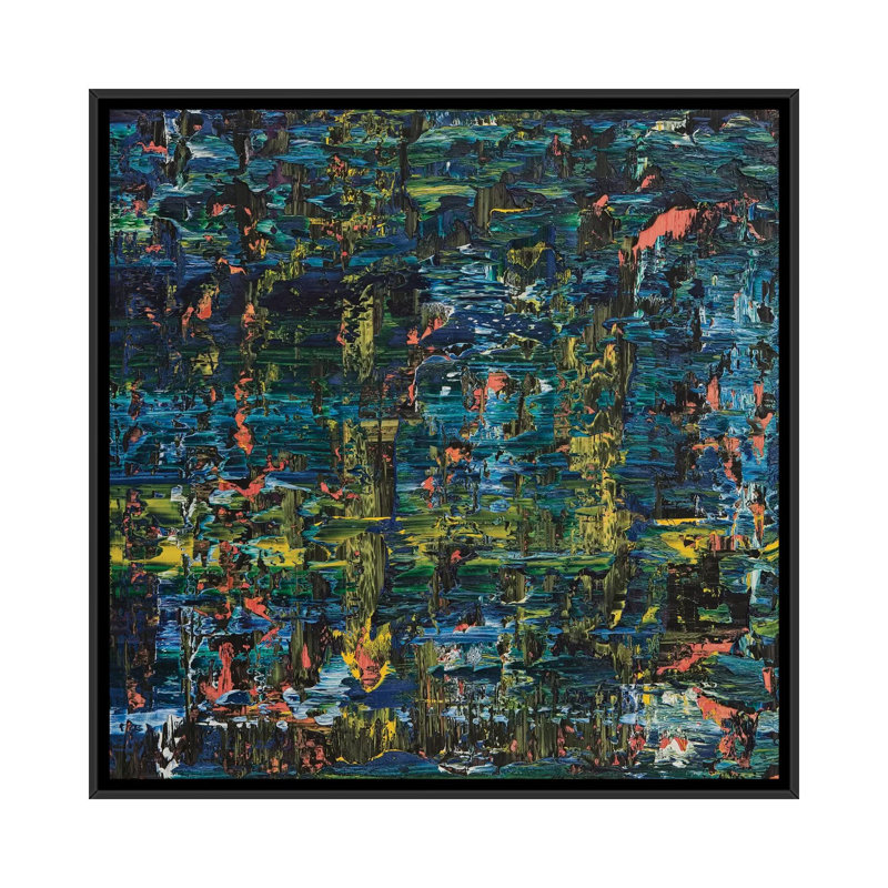 «Poseidon», reproduction sur toile, H 18 po x l 18 po x P 1,5 po, Toile avec cadre flottant noir, Pas de tapis