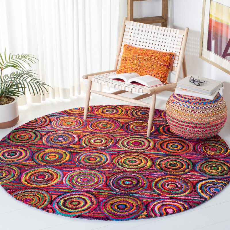 Anaheim Hand Tufted Cotton Geometric Rug, Round 6'
