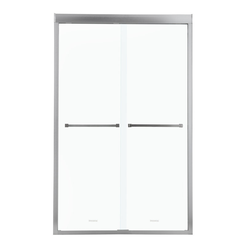 Shower Door 48" W X 76"H Semi-Frameless Bypass Sliding Shower Enclosure, Brushed Nickel