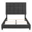 Lit plateforme tapissier transitionnel gris, grand lit avec rembourrage en mousse