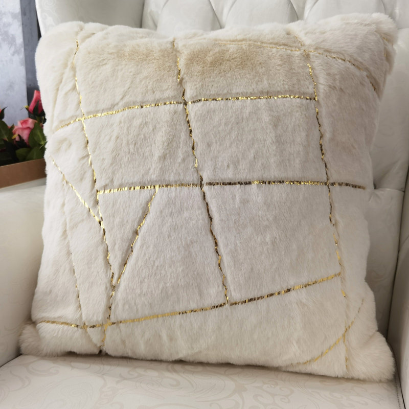 Metallic Faux Fur Throw Pillow