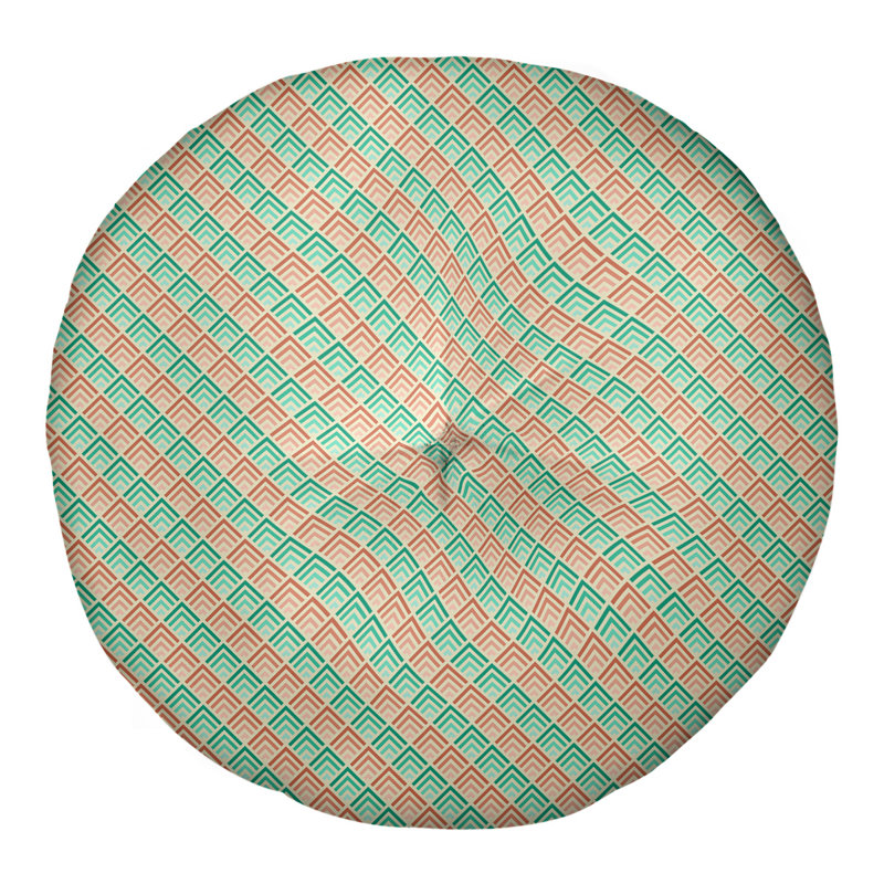 Coussin de sol géométrique Katelyn Elizabeth, 30 po x 30 po, Vert / orange