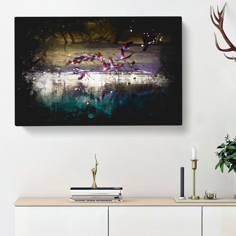 Flamingos Taking Flight - Wrapped Canvas, 40cm H x 60cm W x 3cm D