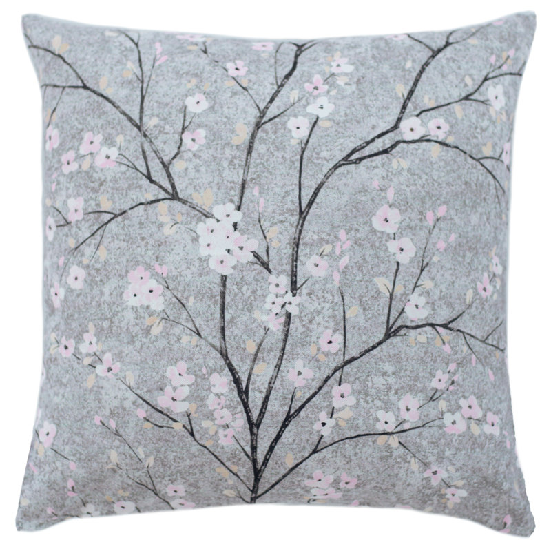 Everleigh Floral Square Cushion Cover, Grey