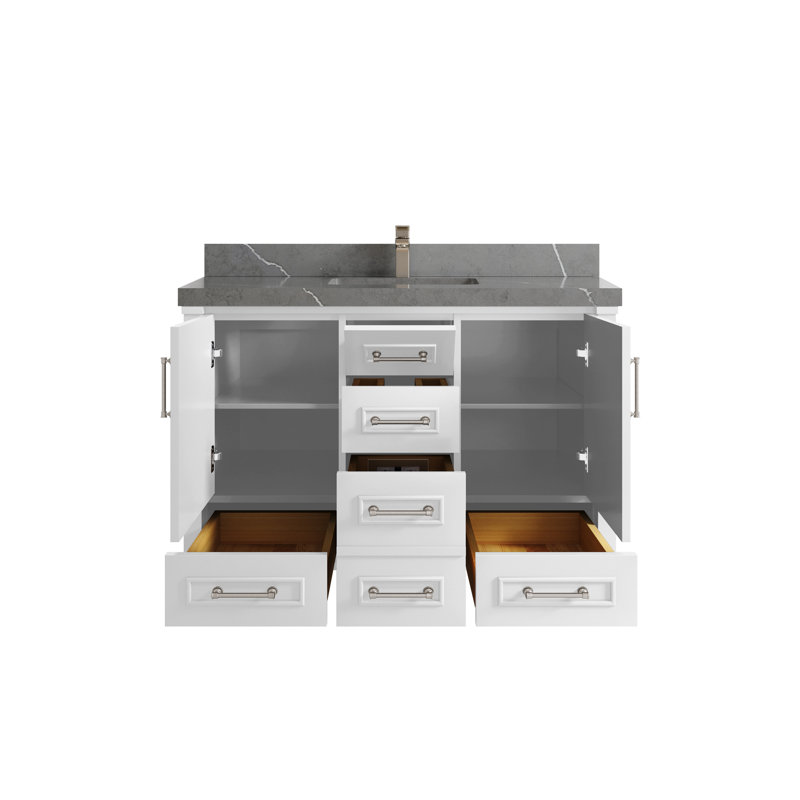 Meuble-lavabo l 48 po x P 22 po x H 36 po Aberdeen, Gris Piatra, Blanc